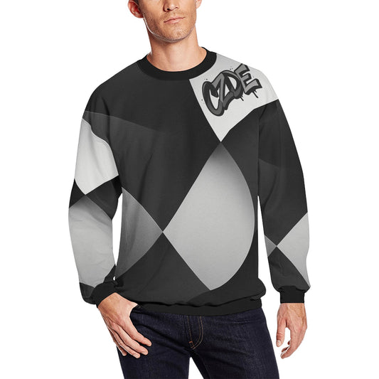 CZDE Men’s Geometric Streetwear Sweatshirt – Black & Gray Urban Style