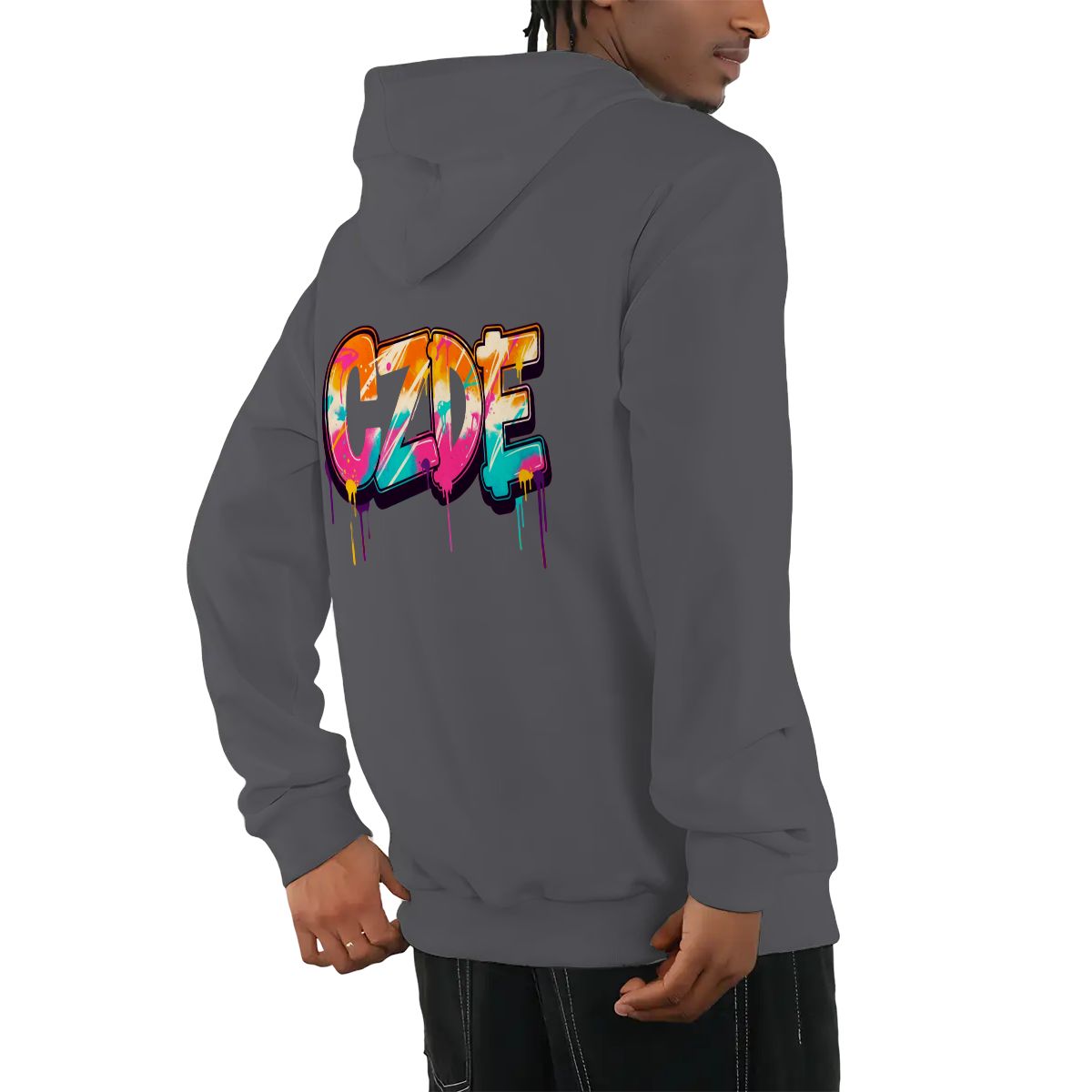Unisex Fleece Hoodie - CZDE Vivid Graffiti Hoodie — Colorful Streetwear Statement