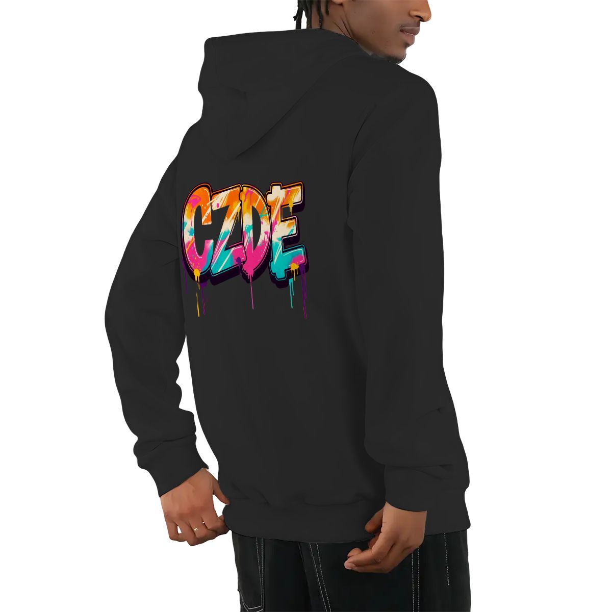 Unisex Fleece Hoodie - CZDE Vivid Graffiti Hoodie — Colorful Streetwear Statement