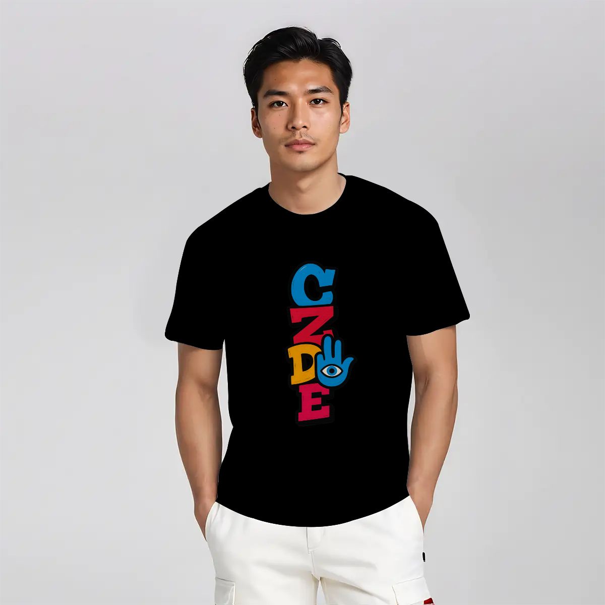 CZDE Vertical Logo T-Shirt - Clean Streetwear Brand Statement | Official Merch