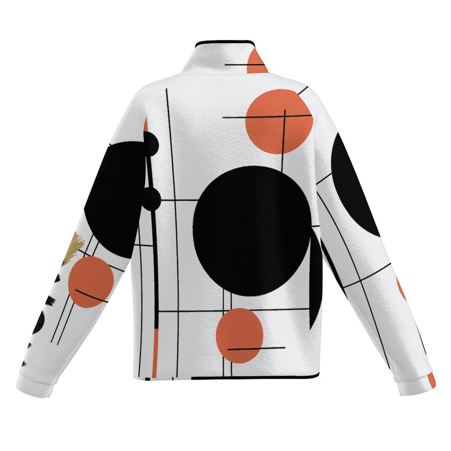 CZDE Abstract Print Jacket - Coral & Black Circle Design Statement Outerwear