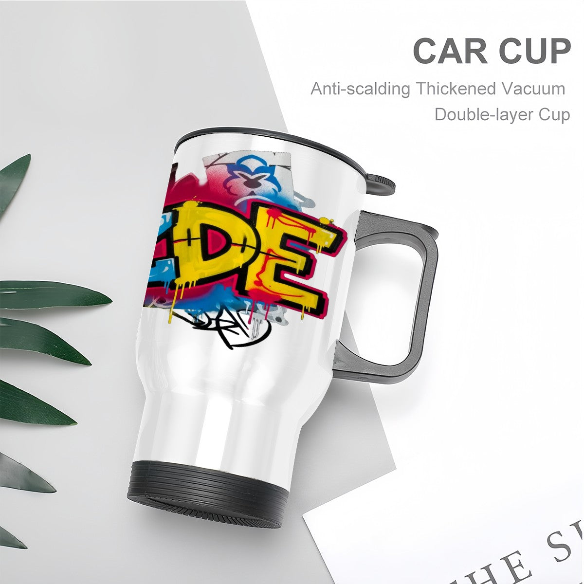 CZDE Graffiti Travel Mug – Double-Layer Car Cup