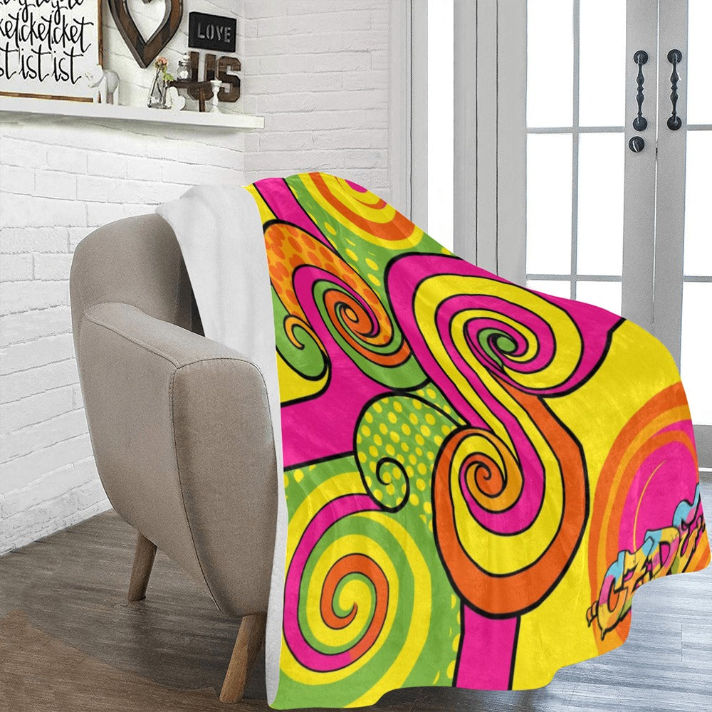 CZDE Psychedelic Swirl Throw Blanket – Colorful Cozy Decor