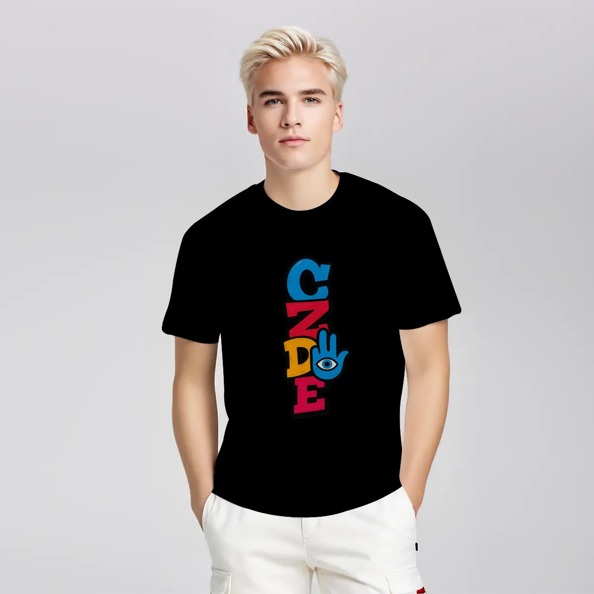 CZDE Vertical Logo T-Shirt - Clean Streetwear Brand Statement | Official Merch