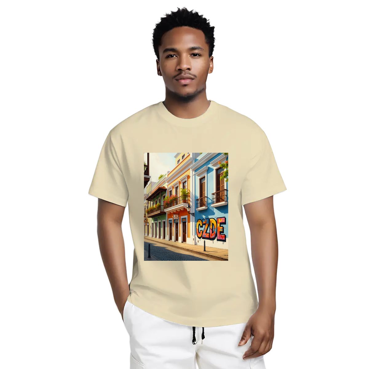 CZDE Old San Juan Street Graphic T-Shirt — Colorful Urban Vibe