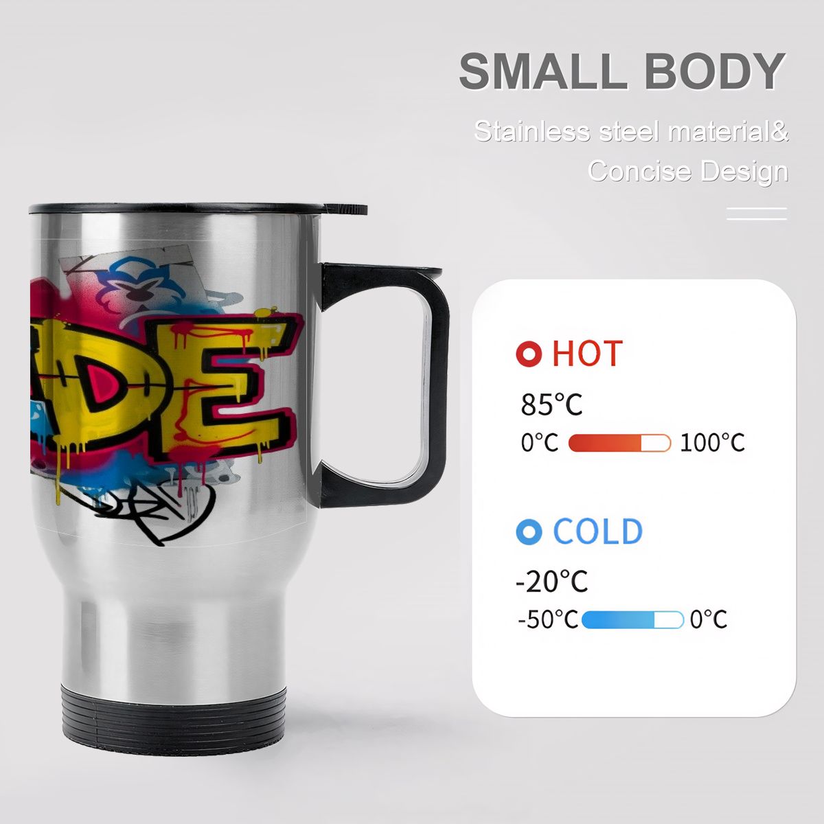 CZDE Graffiti Travel Mug – Double-Layer Car Cup