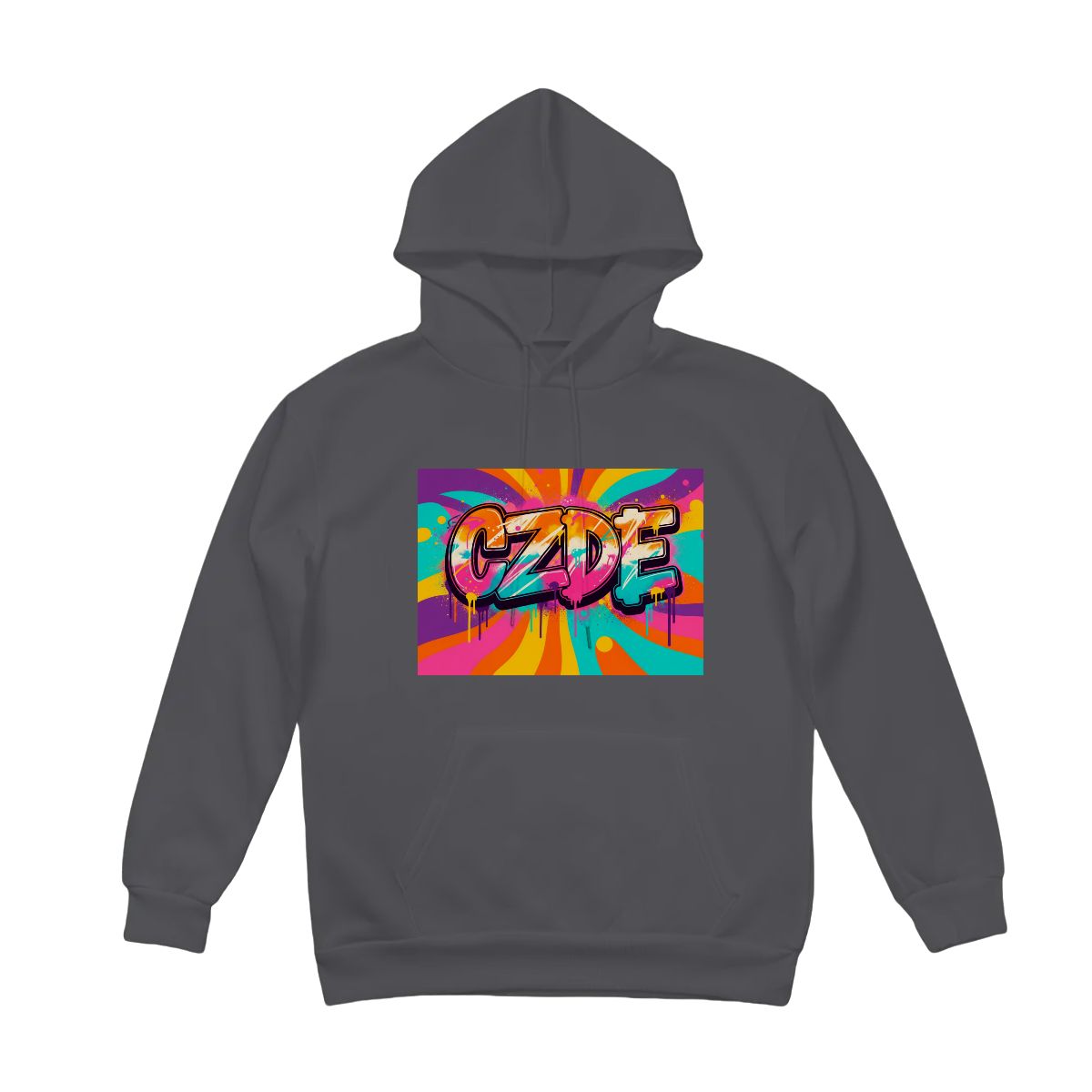 Unisex Fleece Hoodie - CZDE Vivid Graffiti Hoodie — Colorful Streetwear Statement