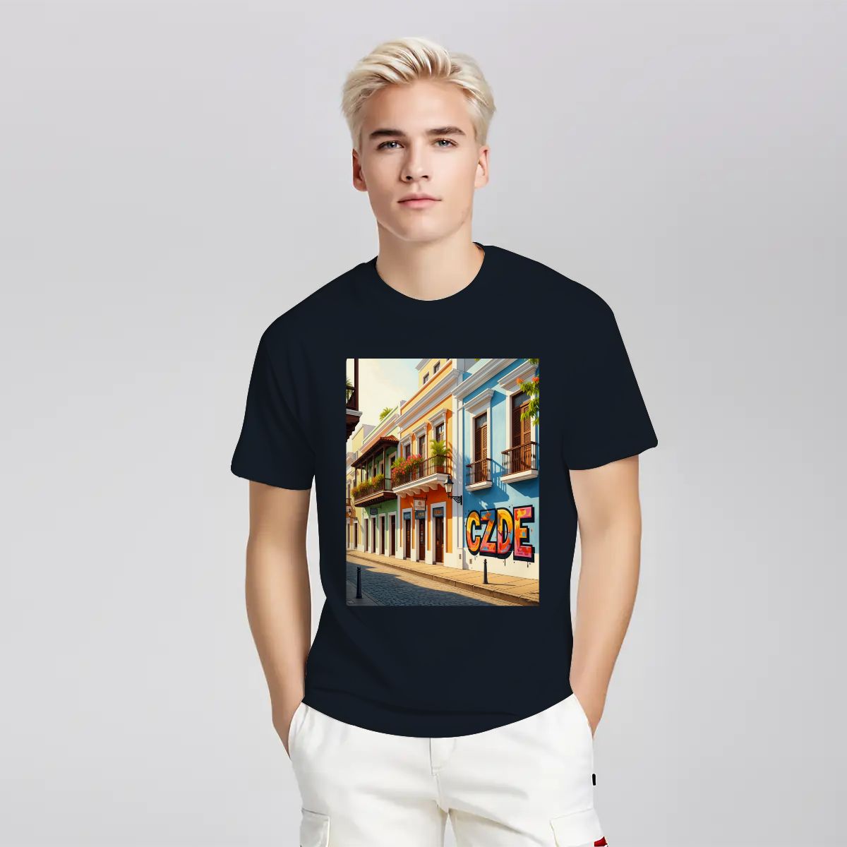 CZDE Old San Juan Street Graphic T-Shirt — Colorful Urban Vibe