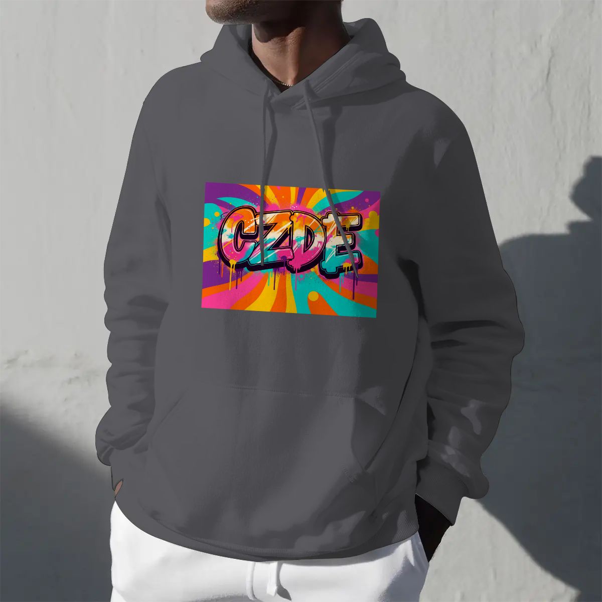 Unisex Fleece Hoodie - CZDE Vivid Graffiti Hoodie — Colorful Streetwear Statement
