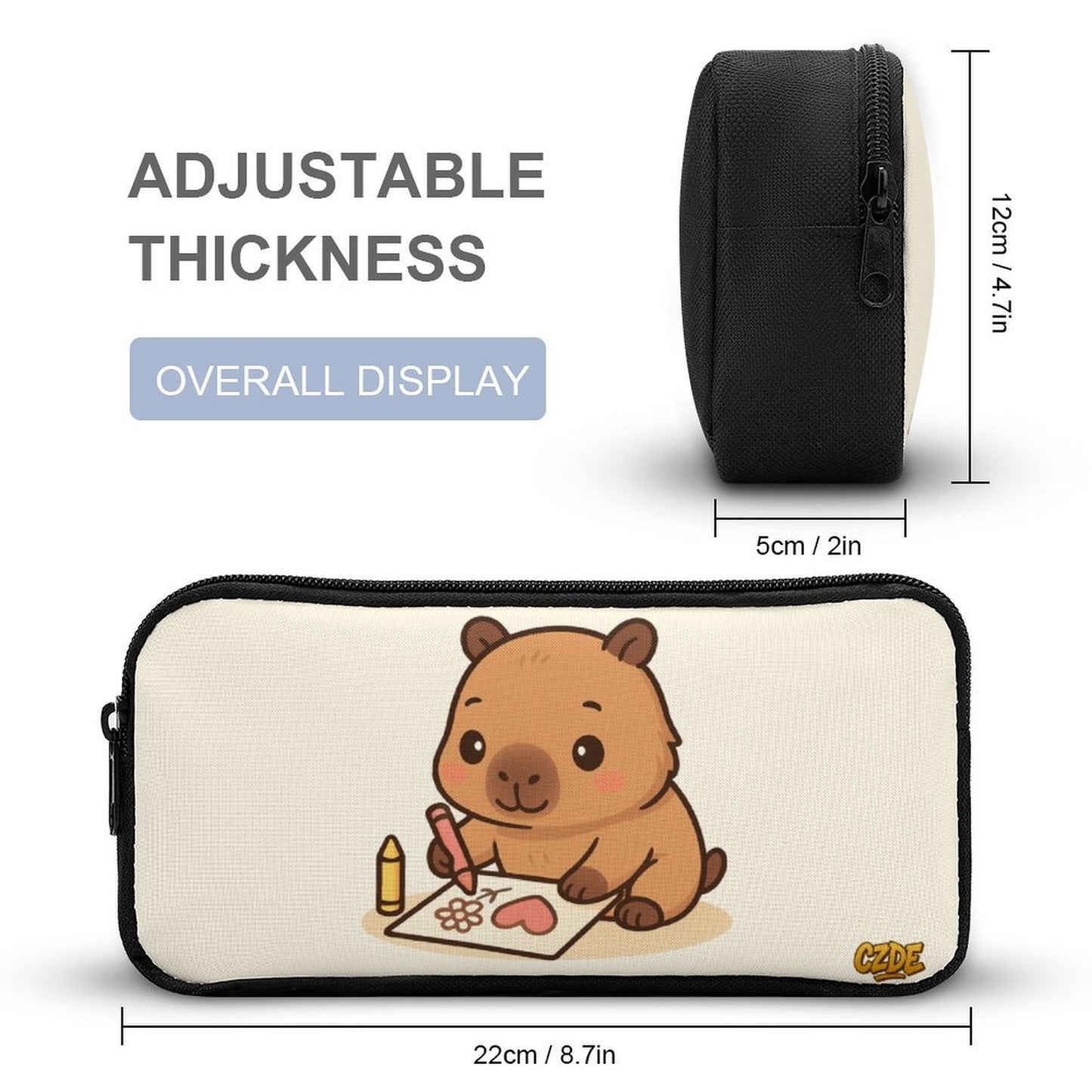 3-Piece Capybara Backpack Set – Cute School Bag for Girls