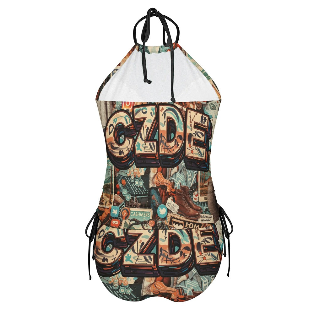 "CZDE Street Pop Swimsuit – Bold Collage Vibes for Loud Summers"
