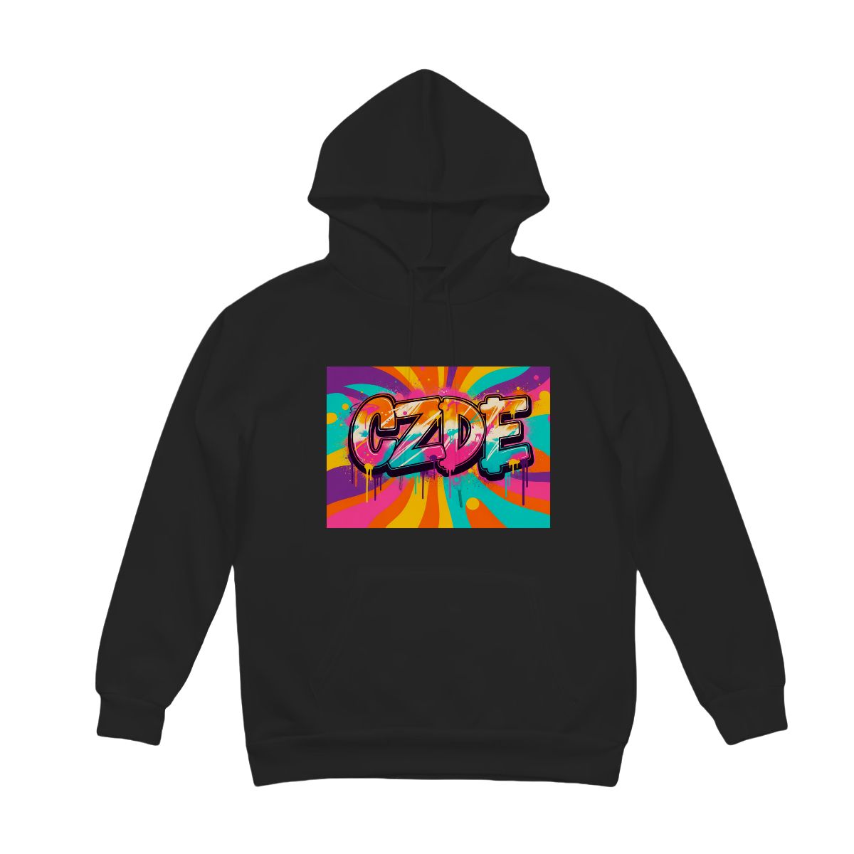 Unisex Fleece Hoodie - CZDE Vivid Graffiti Hoodie — Colorful Streetwear Statement