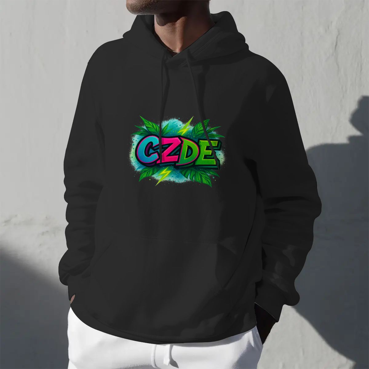 CZDE Tropical Graffiti Hoodie – Bold Urban Streetwear Vibes