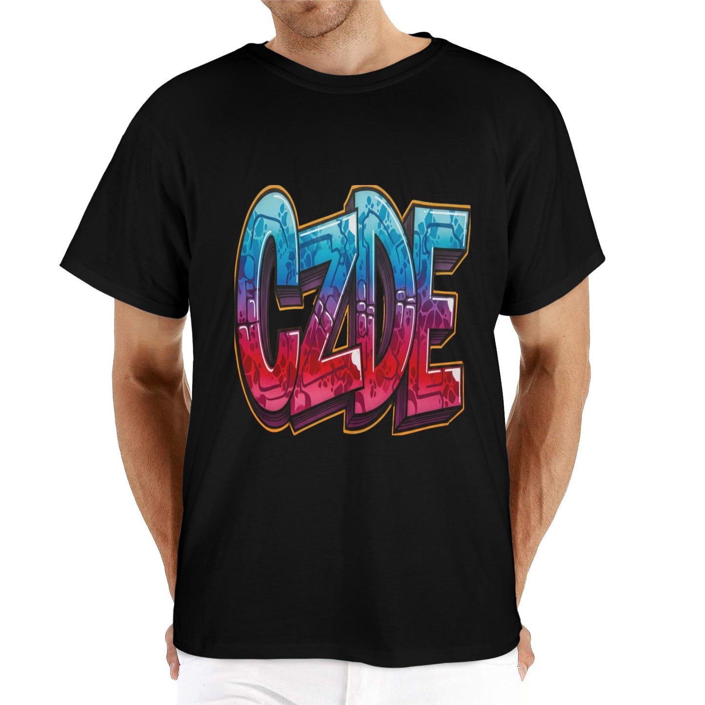 "CZDE Gradient Graffiti Tee – Vivid Urban Vibes, Street-Approved"