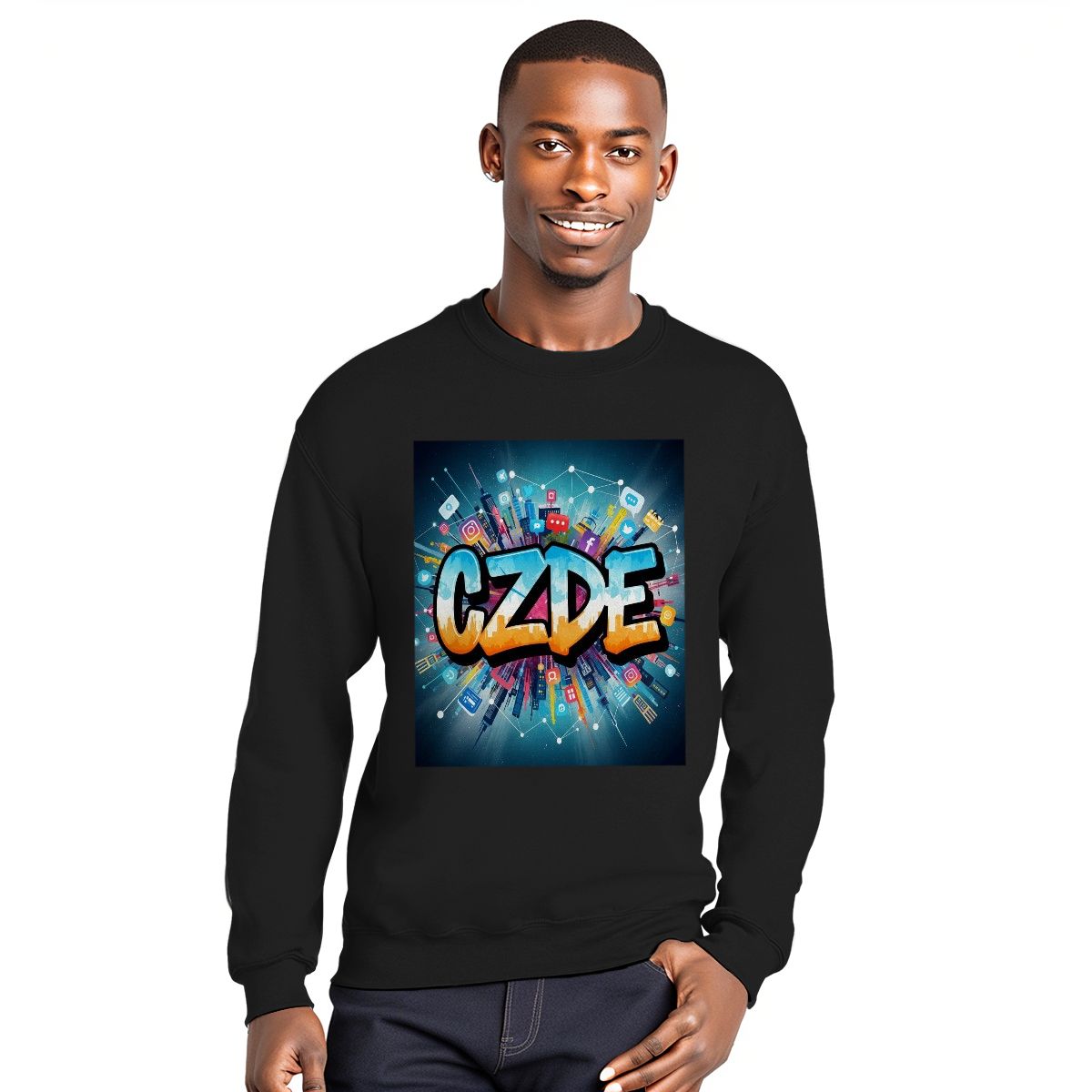 "CZDE Power Grid Crewneck – Digital Energy Meets Street Art | Bold Drop"
