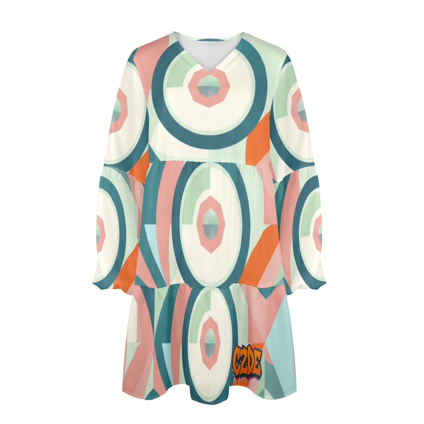 CZDE Retro Boho Long Sleeve Dress