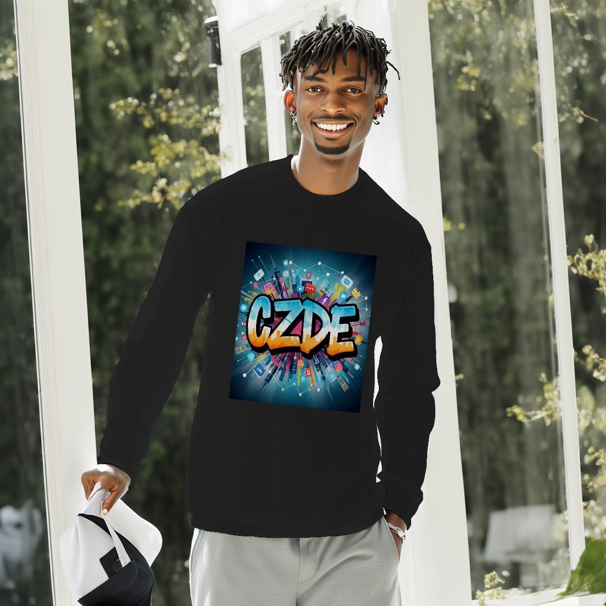 "CZDE Power Grid Crewneck – Digital Energy Meets Street Art | Bold Drop"
