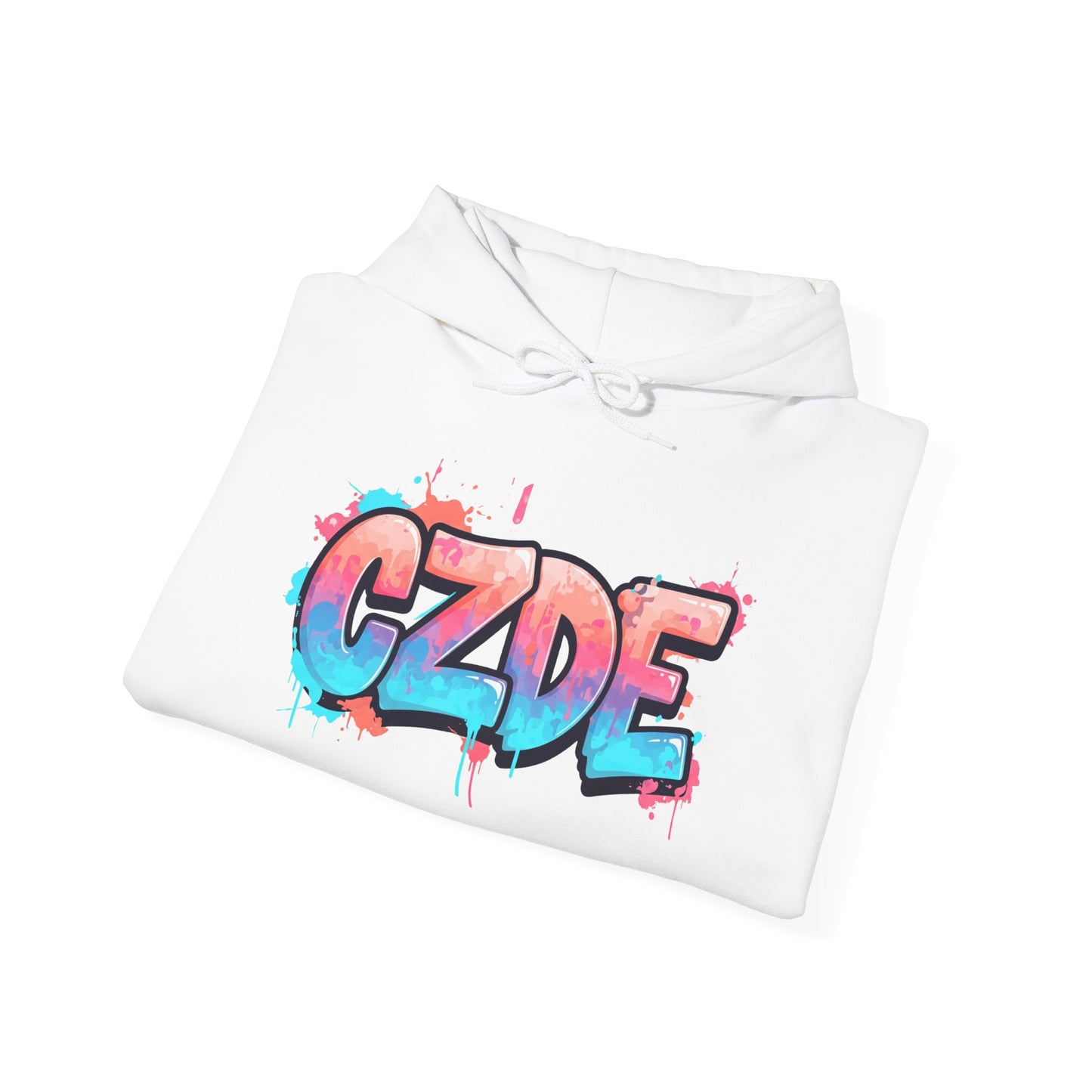 CZDE White Hoodie – Graffiti Streetwear Style
