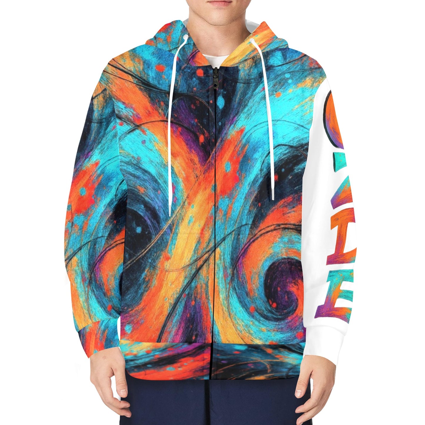 CZDE Cosmic Swirl Abstract Hoodie - Vibrant Street Art Design