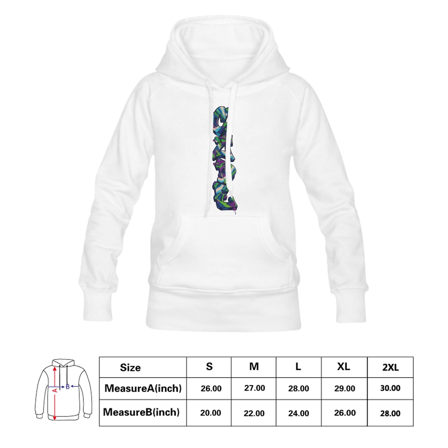 CZDE White Hoodie with Vertical Graffiti