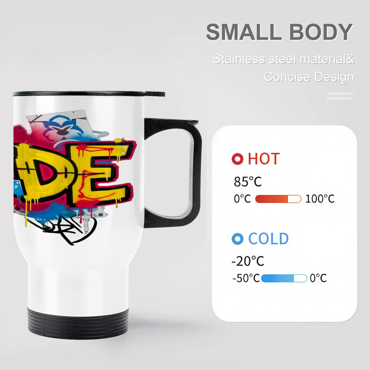 CZDE Graffiti Travel Mug – Double-Layer Car Cup