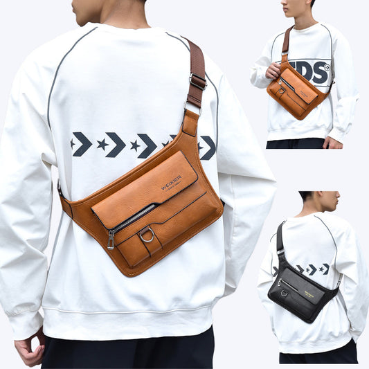 Men’s Vintage Leather Crossbody Chest Bag – CZDE Style