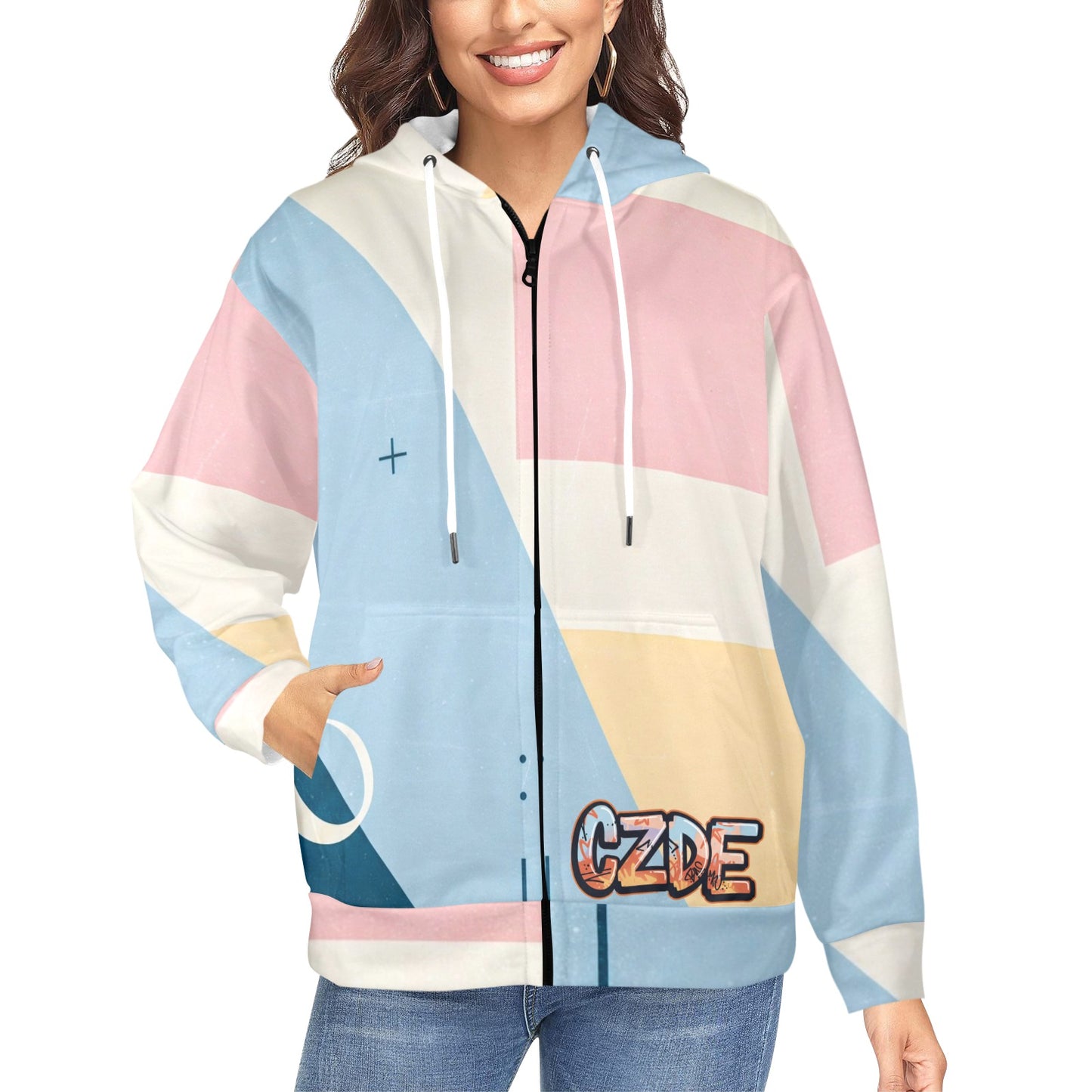 CZDE Pastel Color Block Hoodie