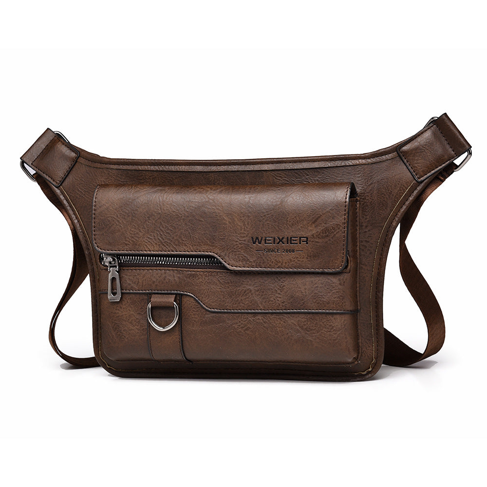 Men’s Vintage Leather Crossbody Chest Bag – CZDE Style