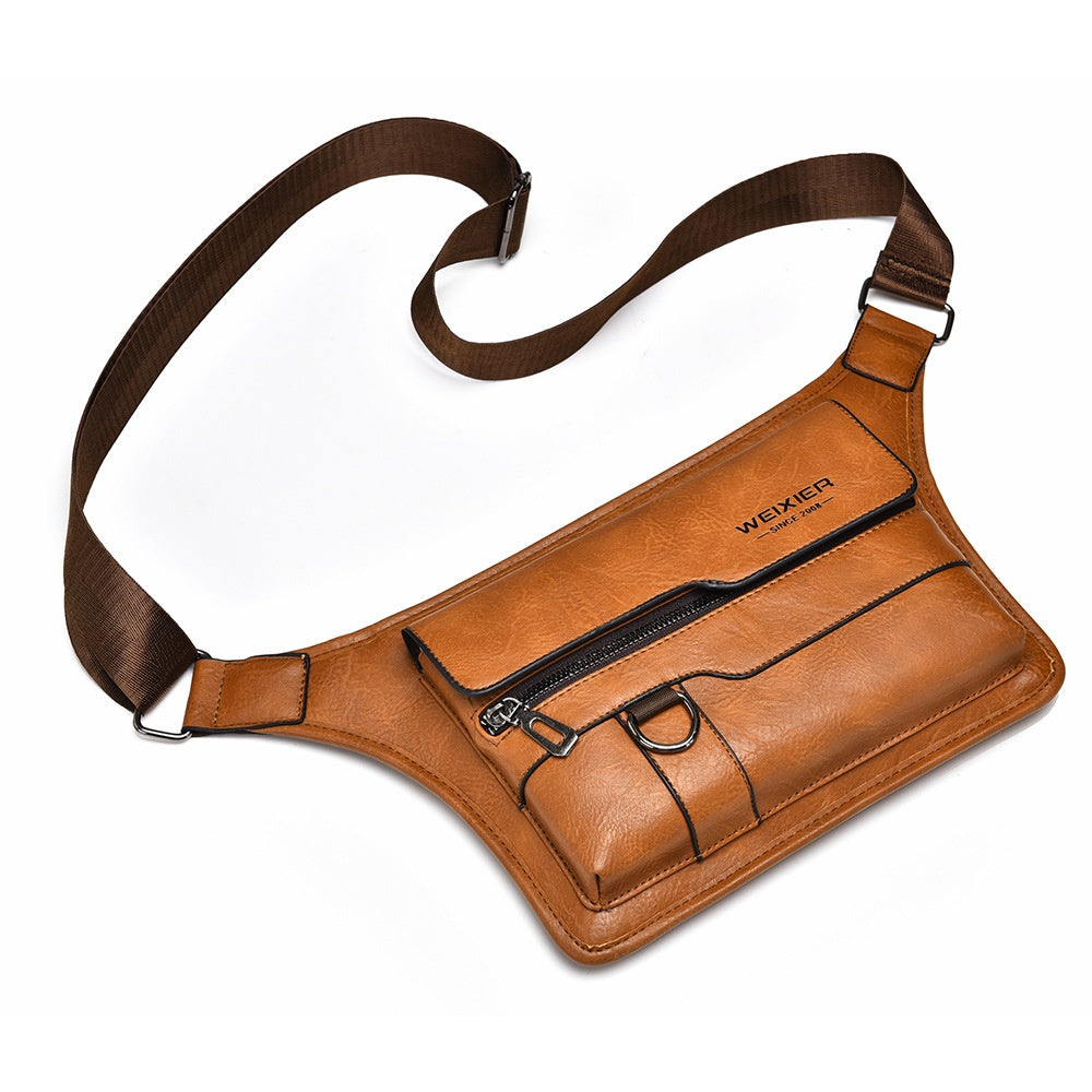 Men’s Vintage Leather Crossbody Chest Bag – CZDE Style