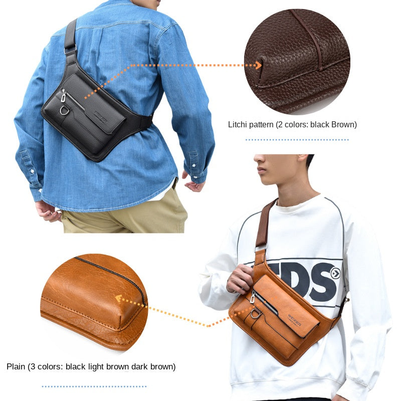 Men’s Vintage Leather Crossbody Chest Bag – CZDE Style