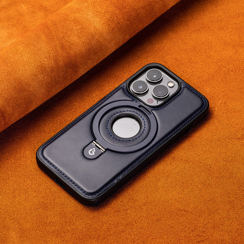 iPhone Leather Case with Kickstand & Magnetic Ring – Premium Cover
