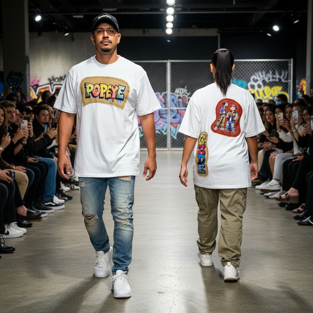 Streetwear Patch T-Shirt – Urban Cartoon Edition by CZDE