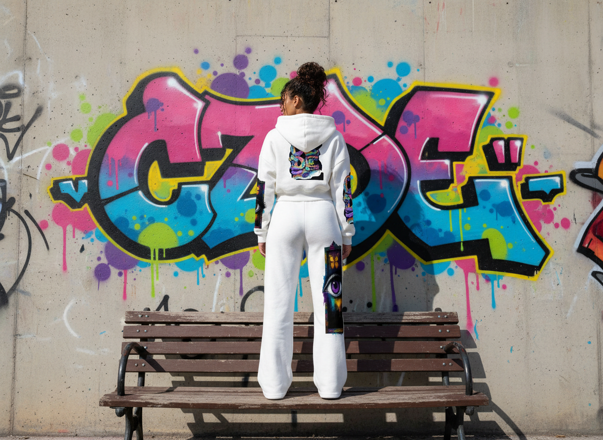 Surreal Eye Butterfly Zip-Up Hoodie - Women's Cropped Fleece Jacket with Colorful CZDE Sleeve Art