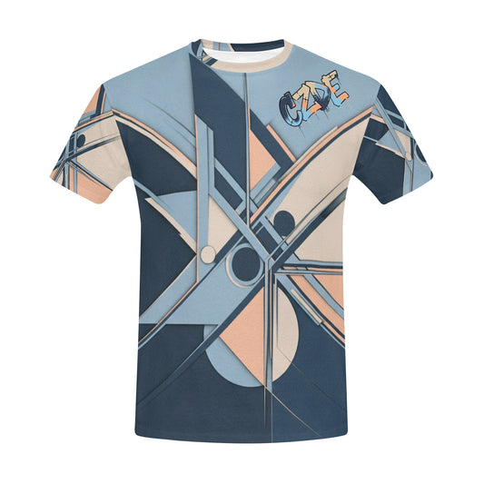 CZDE Abstract Geometric Graphic T-Shirt – Streetwear Art Tee for Men & Women