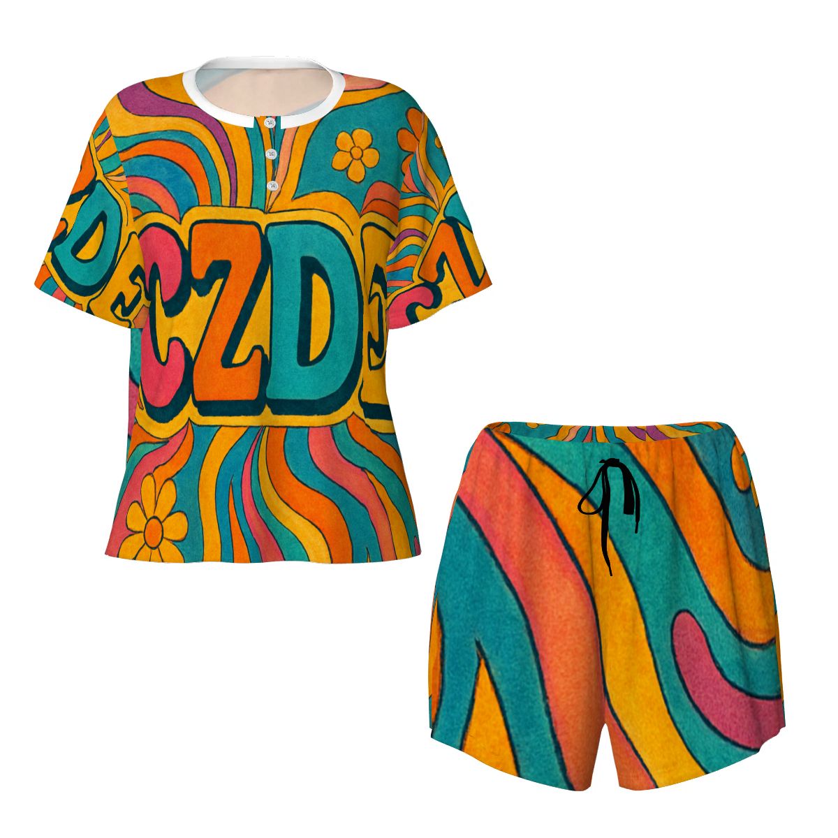 Feel-Good CZDE Pajama Set – Vintage Vibes for Lazy Mornings & Cozy Nights