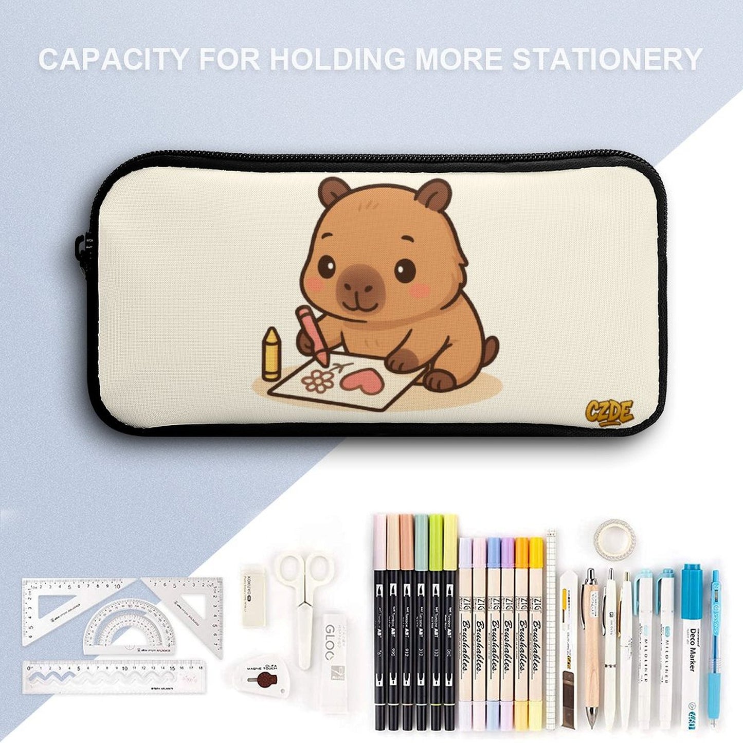 3-Piece Capybara Backpack Set – Cute School Bag for Girls