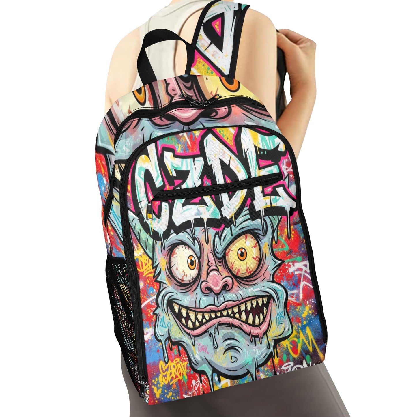 Graffiti Print Backpack – Urban Style with CZDE Design
