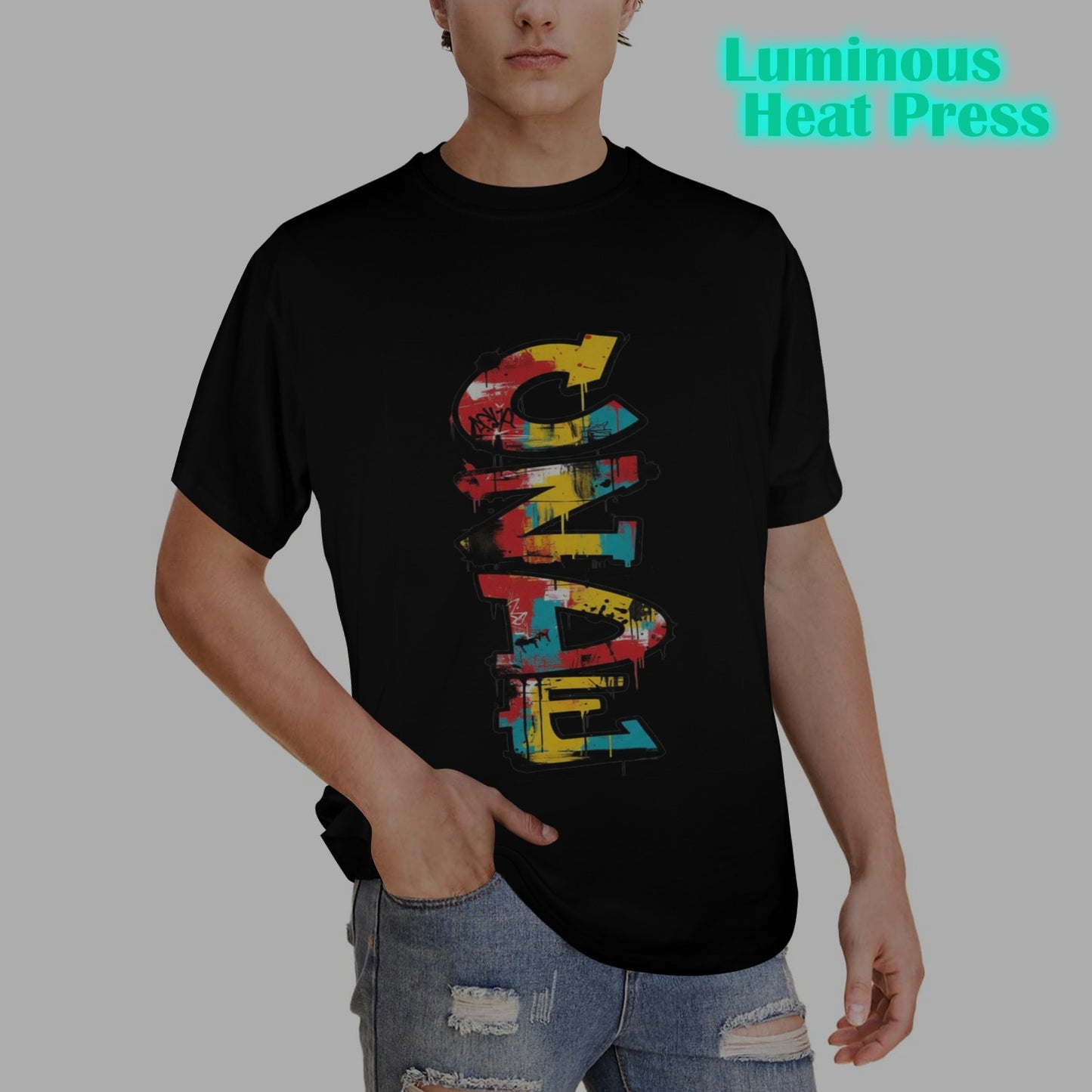 CZDE Luminous Heat Press T-Shirt - Street Art Glow Collection | Urban Fashion