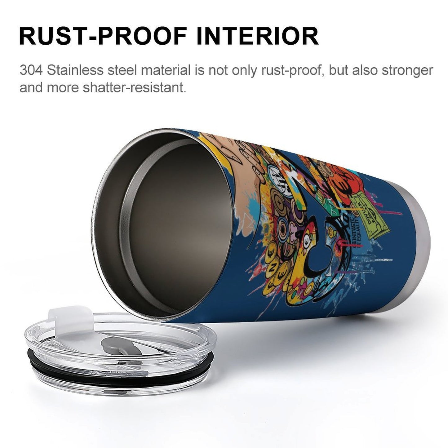 CZDE Graffiti Tumbler Cup – Colorful Art Stainless Steel Travel Mug