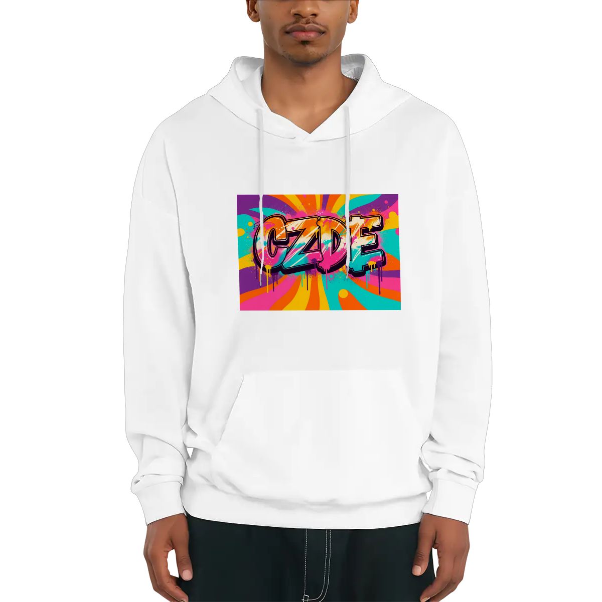 Unisex Fleece Hoodie - CZDE Vivid Graffiti Hoodie — Colorful Streetwear Statement