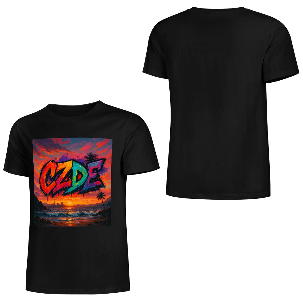 CZDE Sunset Graffiti Tee – Streetwear with Vibes | Bold Urban Style for Dreamers & Rule-Breakers