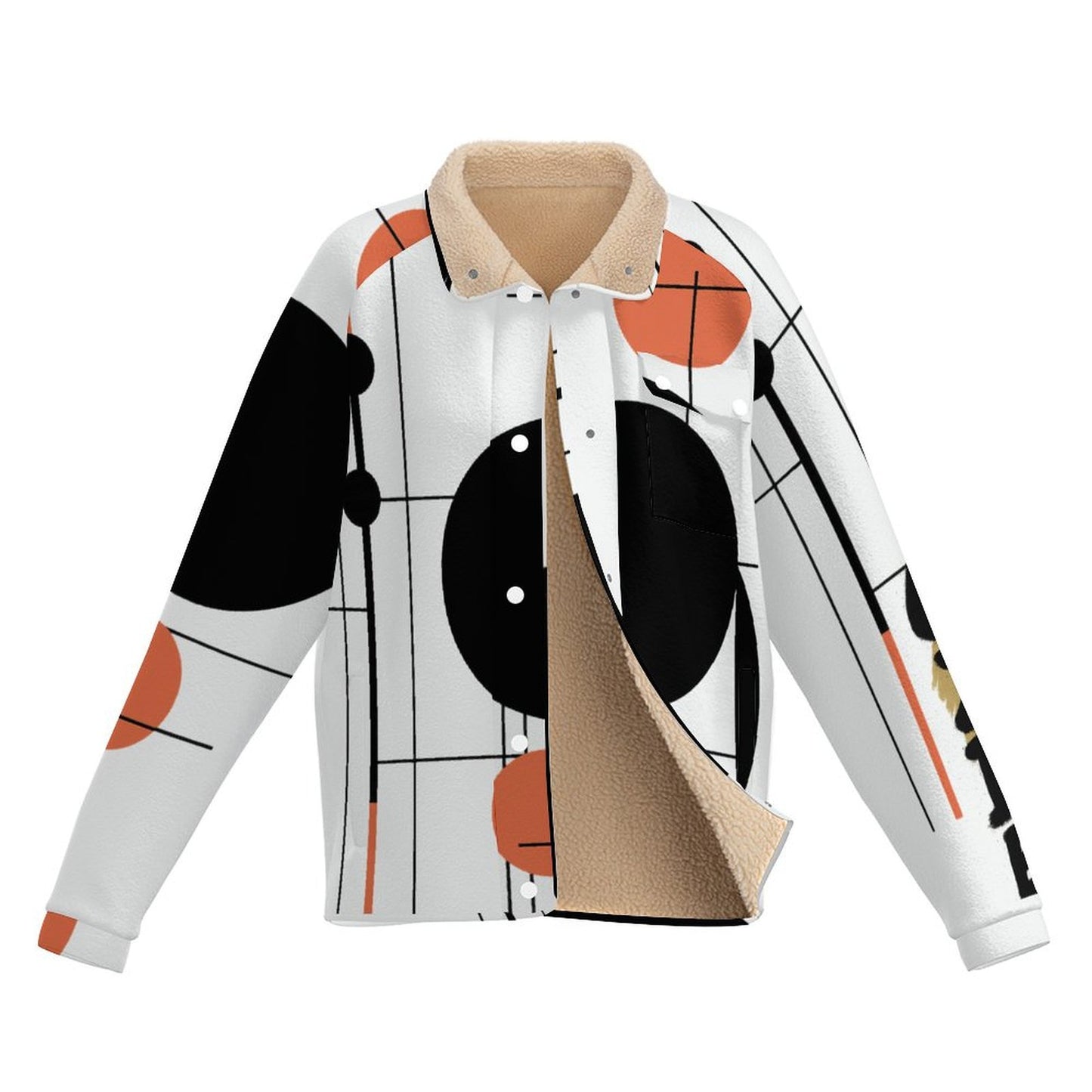 CZDE Abstract Print Jacket - Coral & Black Circle Design Statement Outerwear