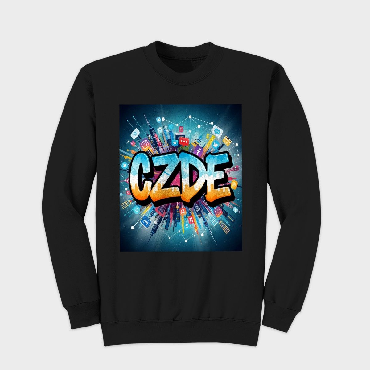 "CZDE Power Grid Crewneck – Digital Energy Meets Street Art | Bold Drop"