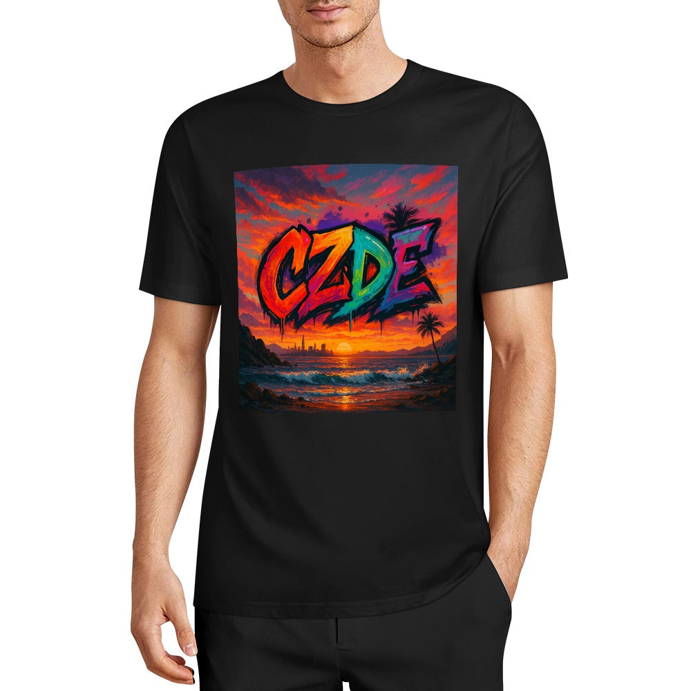 CZDE Sunset Graffiti Tee – Streetwear with Vibes | Bold Urban Style for Dreamers & Rule-Breakers