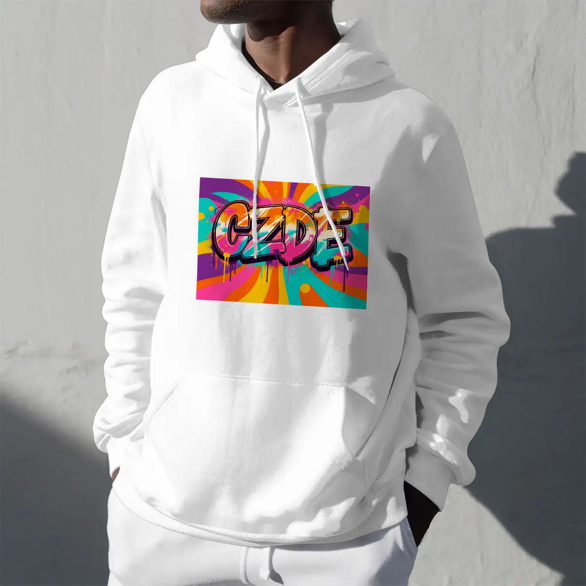 Unisex Fleece Hoodie - CZDE Vivid Graffiti Hoodie — Colorful Streetwear Statement