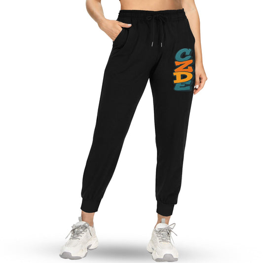CZDE Women’s Black Joggers with Graffiti Print