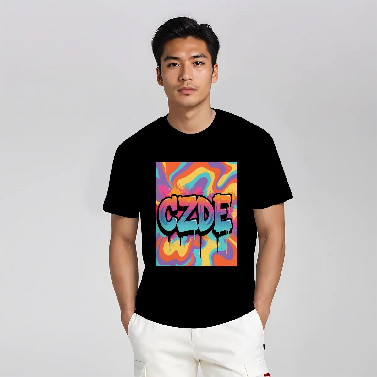 CZDE Color Splash Graphic T-Shirt — Vibrant Street Style