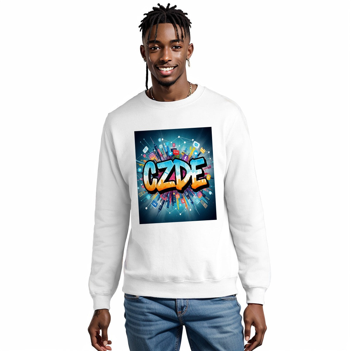 "CZDE Power Grid Crewneck – Digital Energy Meets Street Art | Bold Drop"