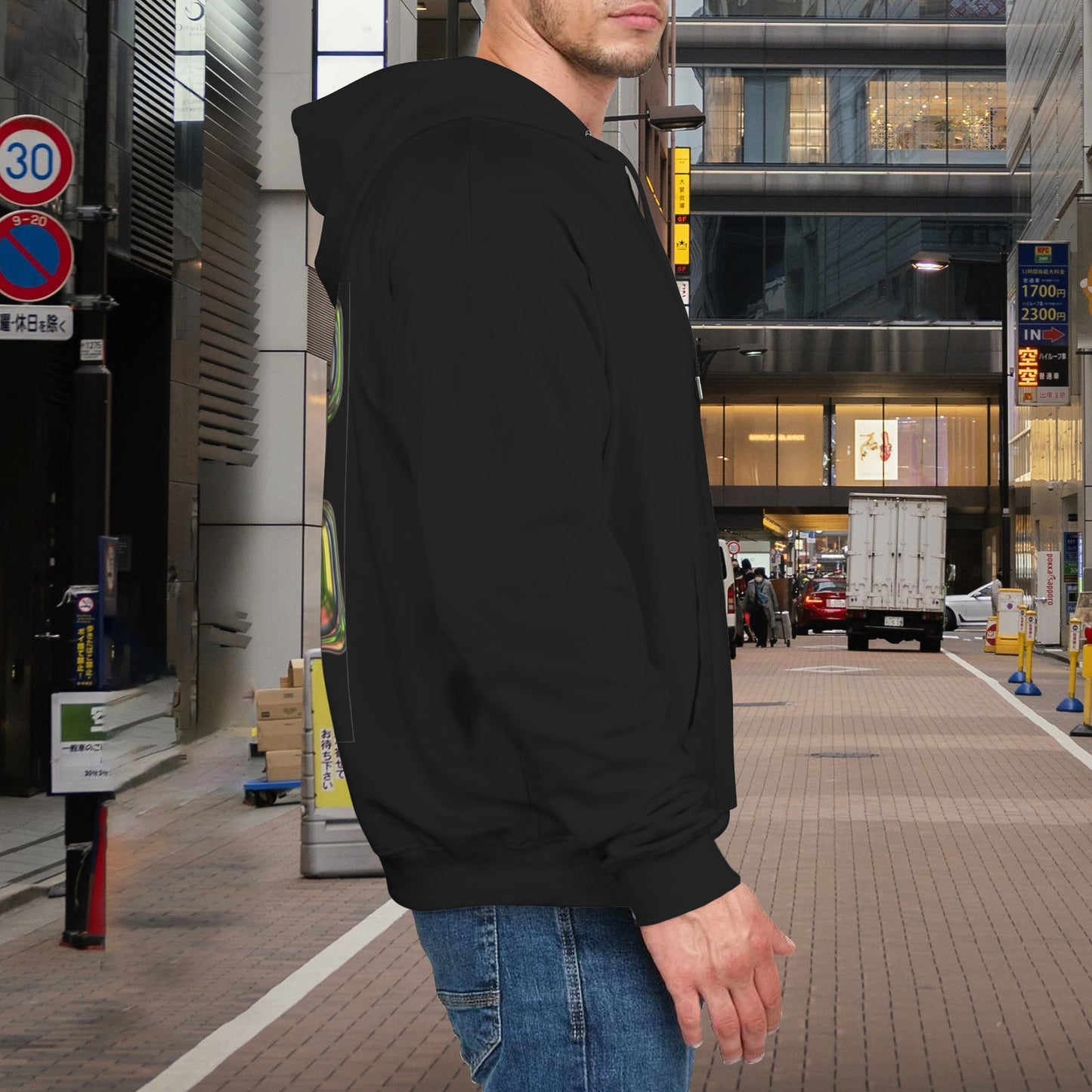 Unisex CZDE Graffiti Zip Hoodie – Streetwear Black Jacket