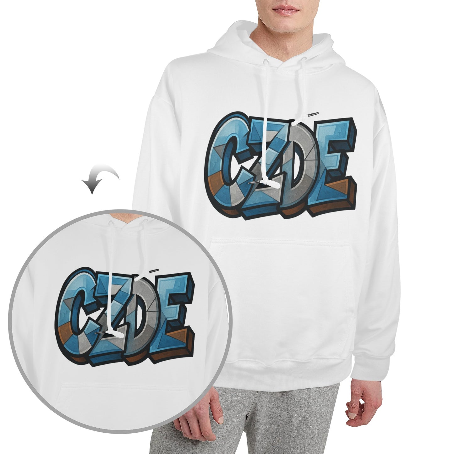 "CZDE Luminous Heat Press Hoodie - Glow-in-the-Dark Streetwear"